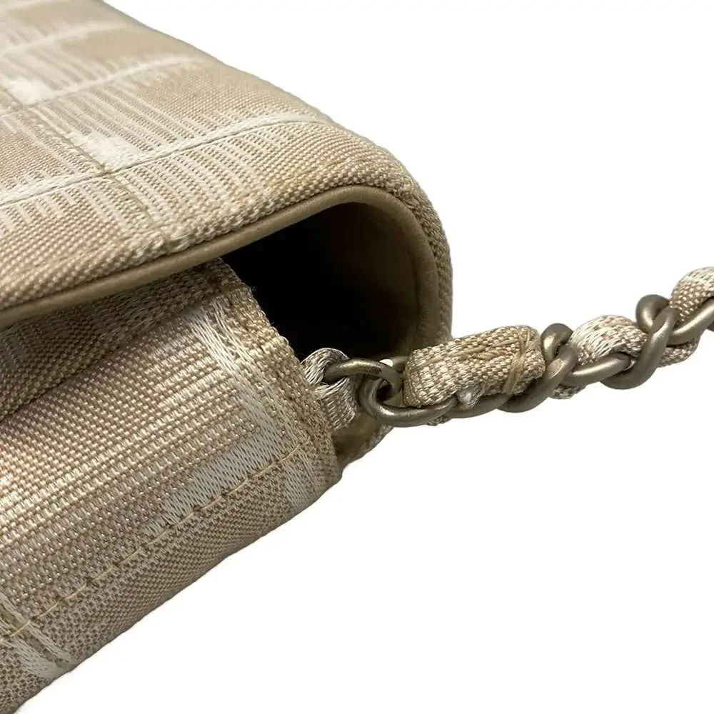 Chanel New Travel Line / Chocolate Bar Stitch Shoulder Bag Nylon Jacquard